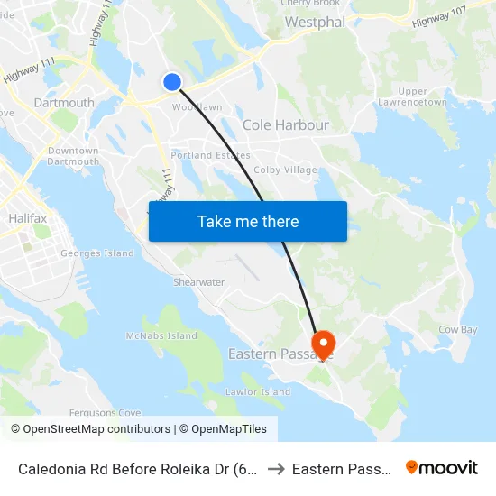 Caledonia Rd Before Roleika Dr (6366) to Eastern Passage map