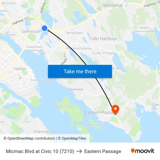 Micmac Blvd at Civic 10 (7210) to Eastern Passage map