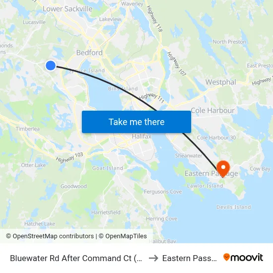 Bluewater Rd After Command Ct (7216) to Eastern Passage map