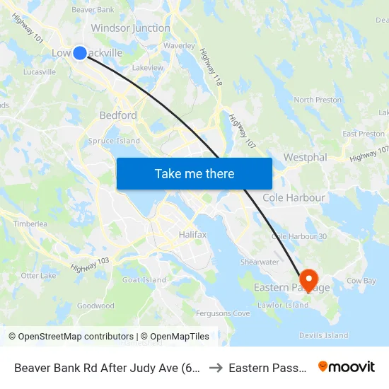 Beaver Bank Rd After Judy Ave (6212) to Eastern Passage map