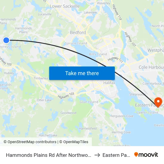 Hammonds Plains Rd After Northwood Rd (6813) to Eastern Passage map