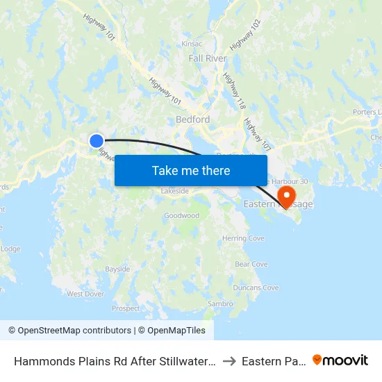 Hammonds Plains Rd After Stillwater Lake Dr (6815) to Eastern Passage map
