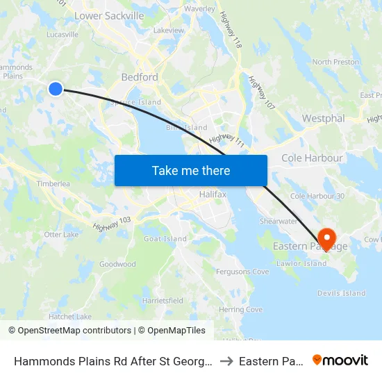 Hammonds Plains Rd After St George Blvd (6816) to Eastern Passage map