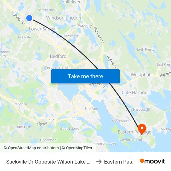 Sackville Dr Opposite Wilson Lake Dr (7324) to Eastern Passage map