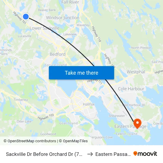 Sackville Dr Before Orchard Dr (7326) to Eastern Passage map