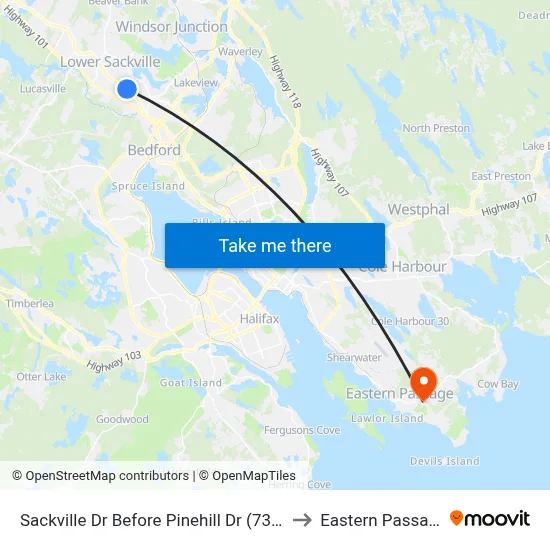 Sackville Dr Before Pinehill Dr (7327) to Eastern Passage map