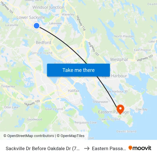 Sackville Dr Before Oakdale Dr (7323) to Eastern Passage map