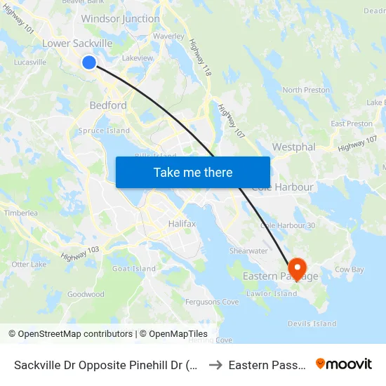 Sackville Dr Opposite Pinehill Dr (7328) to Eastern Passage map