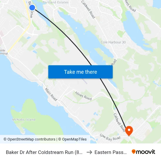 Baker Dr After Coldstream Run (8842) to Eastern Passage map
