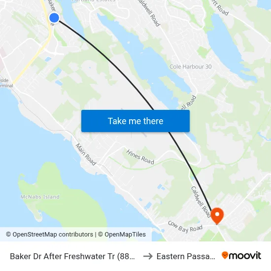 Baker Dr After Freshwater Tr (8843) to Eastern Passage map