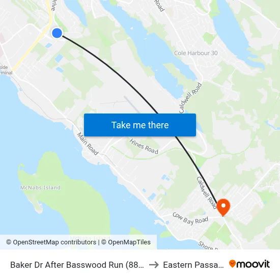 Baker Dr After Basswood Run (8846) to Eastern Passage map