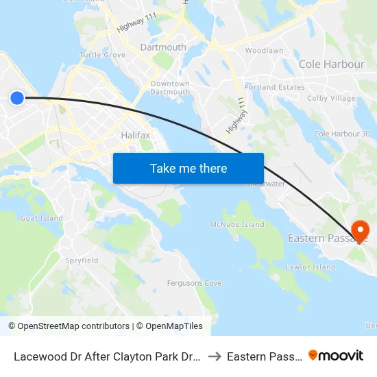 Lacewood Dr After Clayton Park Dr (7066) to Eastern Passage map