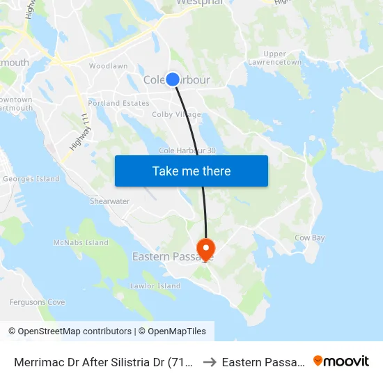 Merrimac Dr After Silistria Dr (7199) to Eastern Passage map