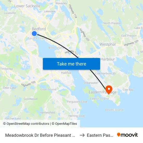 Meadowbrook Dr Before Pleasant St (7193) to Eastern Passage map