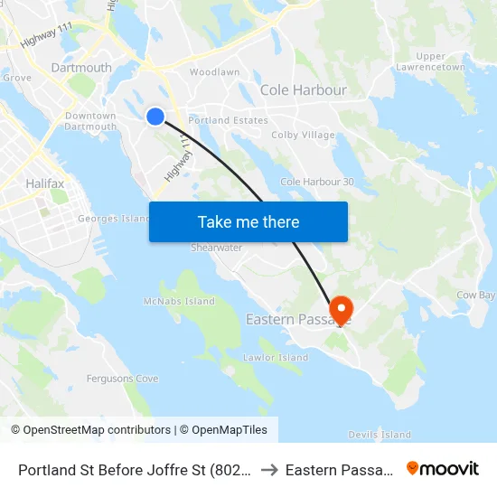Portland St Before Joffre St (8028) to Eastern Passage map