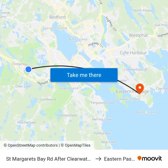 St Margarets Bay Rd After Clearwater Dr (6175) to Eastern Passage map