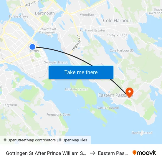 Gottingen St After Prince William St (6775) to Eastern Passage map