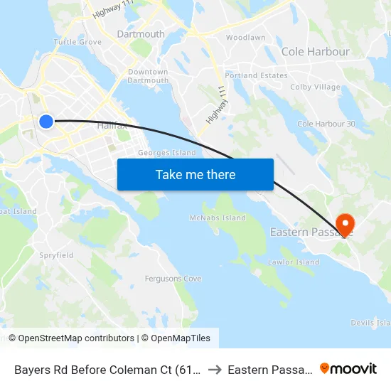 Bayers Rd Before Coleman Ct (6193) to Eastern Passage map