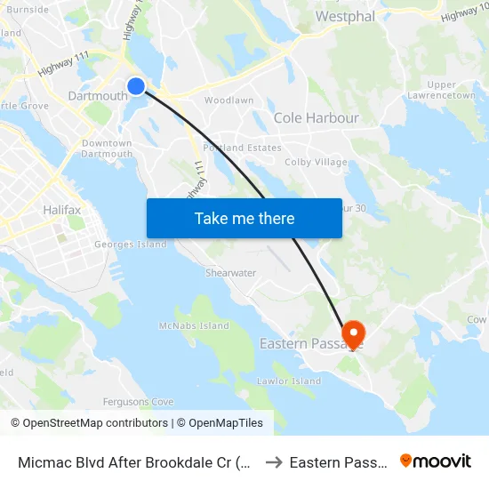 Micmac Blvd After Brookdale Cr (7209) to Eastern Passage map