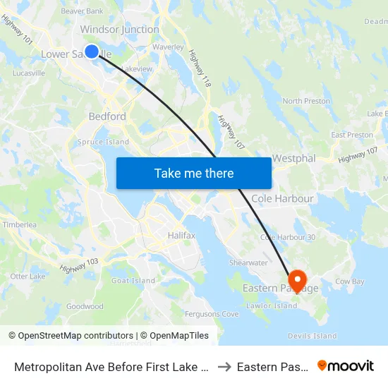 Metropolitan Ave Before First Lake Dr (7207) to Eastern Passage map