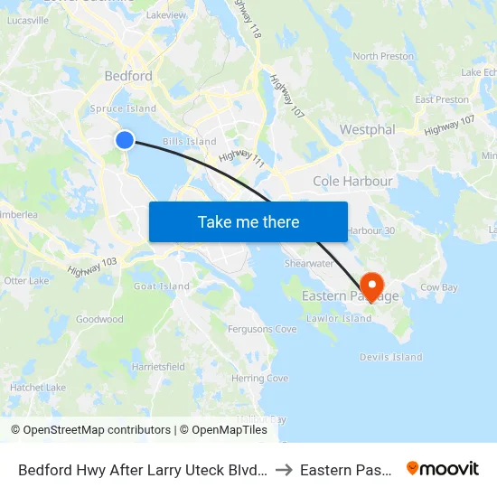 Bedford Hwy After Larry Uteck Blvd (6220) to Eastern Passage map