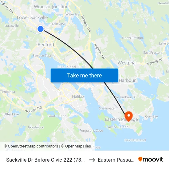 Sackville Dr Before Civic 222 (7330) to Eastern Passage map