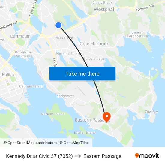Kennedy Dr at Civic 37 (7052) to Eastern Passage map