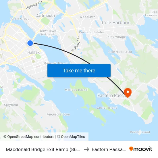 Macdonald Bridge Exit Ramp (8638) to Eastern Passage map