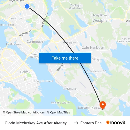 Gloria Mccluskey Ave After Akerley Blvd (6765) to Eastern Passage map