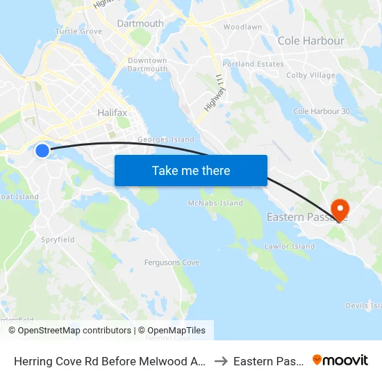 Herring Cove Rd Before Melwood Ave (6901) to Eastern Passage map