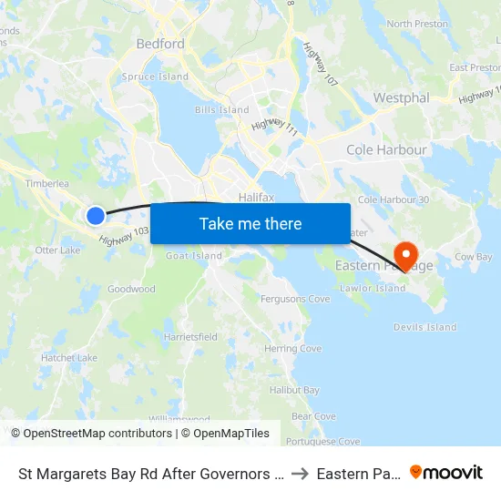 St Margarets Bay Rd After Governors Lake Dr (6186) to Eastern Passage map