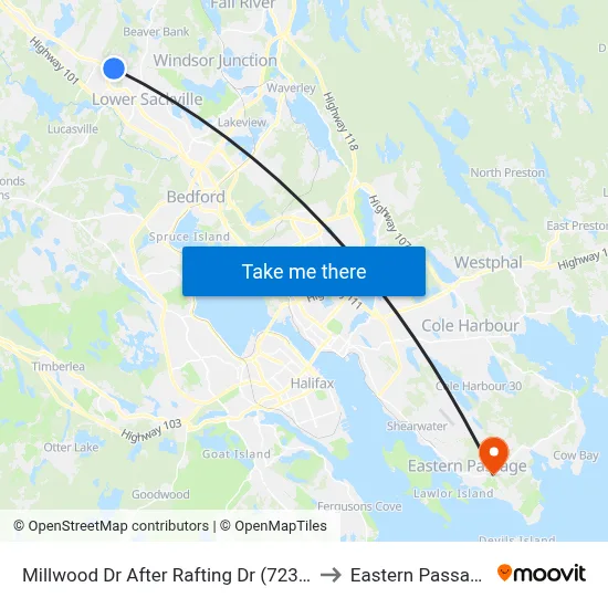 Millwood Dr After Rafting Dr (7237) to Eastern Passage map