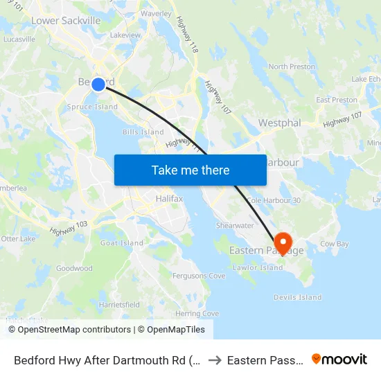 Bedford Hwy After Dartmouth Rd (6238) to Eastern Passage map