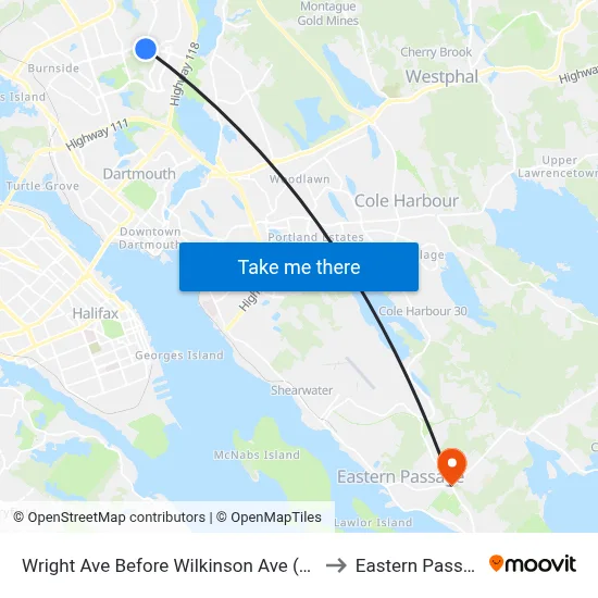 Wright Ave Before Wilkinson Ave (8865) to Eastern Passage map