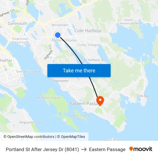 Portland St After Jersey Dr (8041) to Eastern Passage map