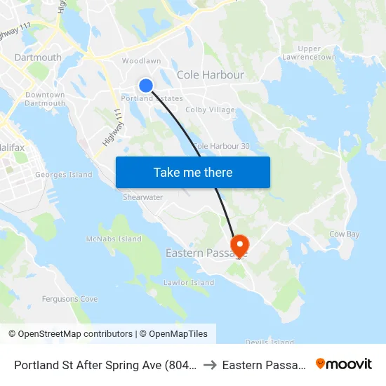 Portland St After Spring Ave (8047) to Eastern Passage map