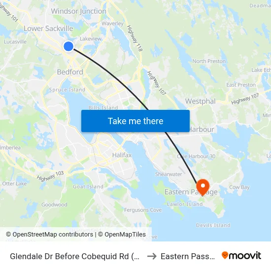 Glendale Dr Before Cobequid Rd (6750) to Eastern Passage map