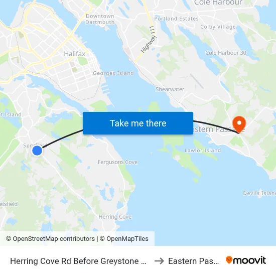 Herring Cove Rd Before Greystone Dr (6897) to Eastern Passage map