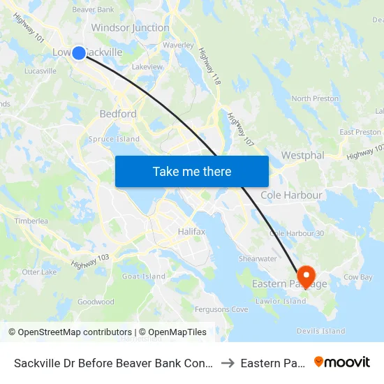 Sackville Dr Before Beaver Bank Connector (7315) to Eastern Passage map