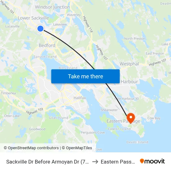Sackville Dr Before Armoyan Dr (7313) to Eastern Passage map