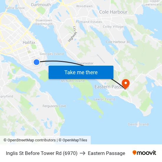 Inglis St Before Tower Rd (6970) to Eastern Passage map