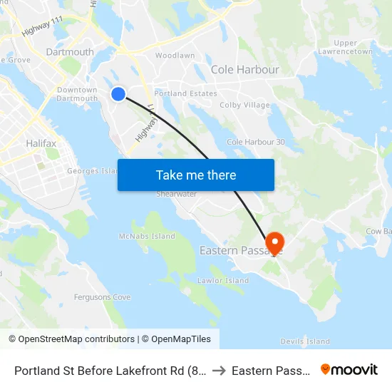 Portland St Before Lakefront Rd (8059) to Eastern Passage map
