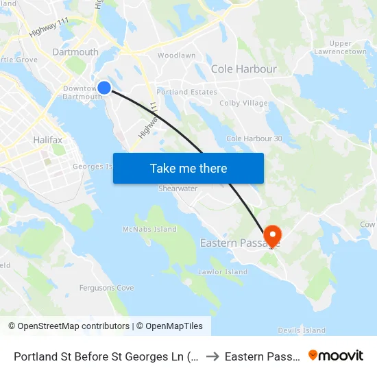 Portland St Before St Georges Ln (8060) to Eastern Passage map