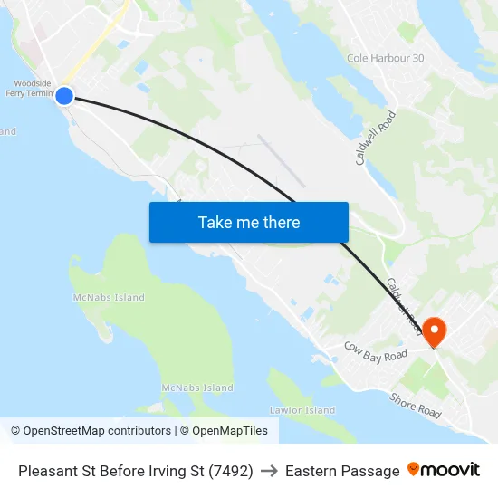 Pleasant St Before Irving St (7492) to Eastern Passage map