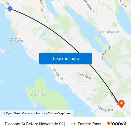 Pleasant St Before Newcastle St (7496) to Eastern Passage map