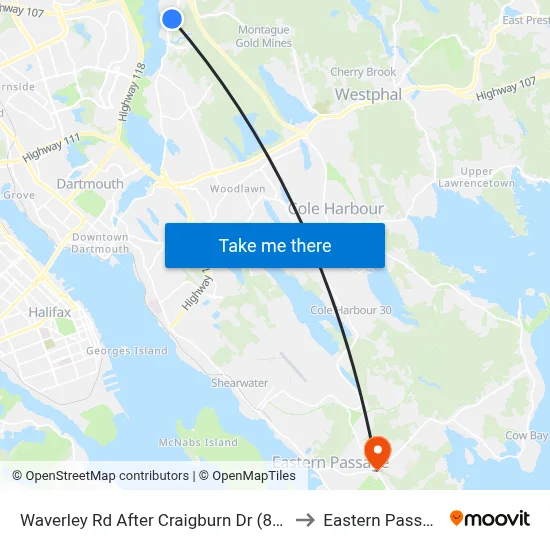 Waverley Rd After Craigburn Dr (8473) to Eastern Passage map