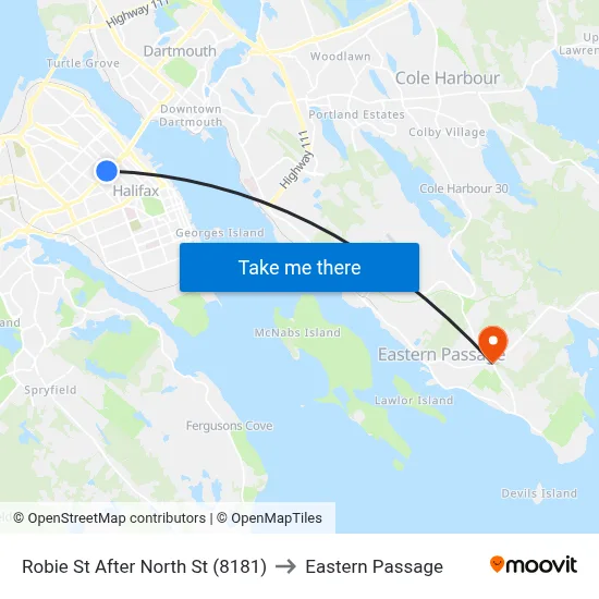 Robie St After North St (8181) to Eastern Passage map