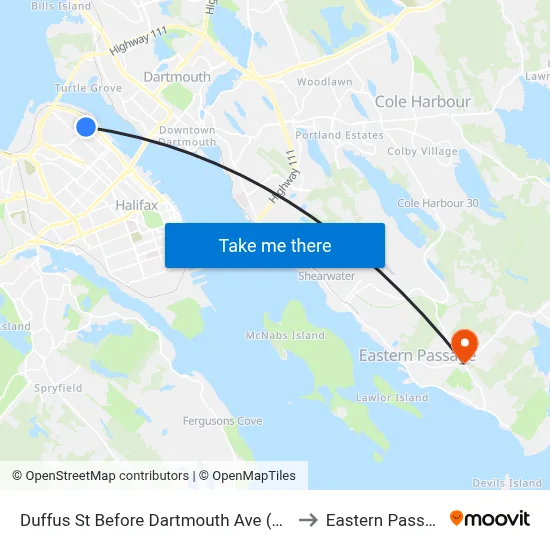 Duffus St Before Dartmouth Ave (6588) to Eastern Passage map