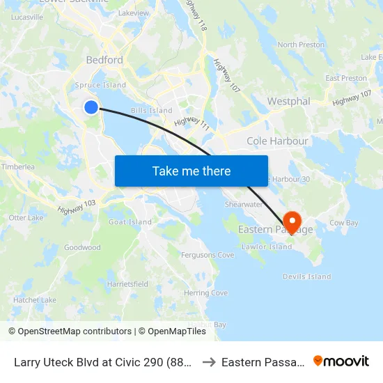 Larry Uteck Blvd at Civic 290 (8881) to Eastern Passage map