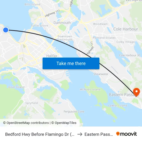 Bedford Hwy Before Flamingo Dr (6250) to Eastern Passage map